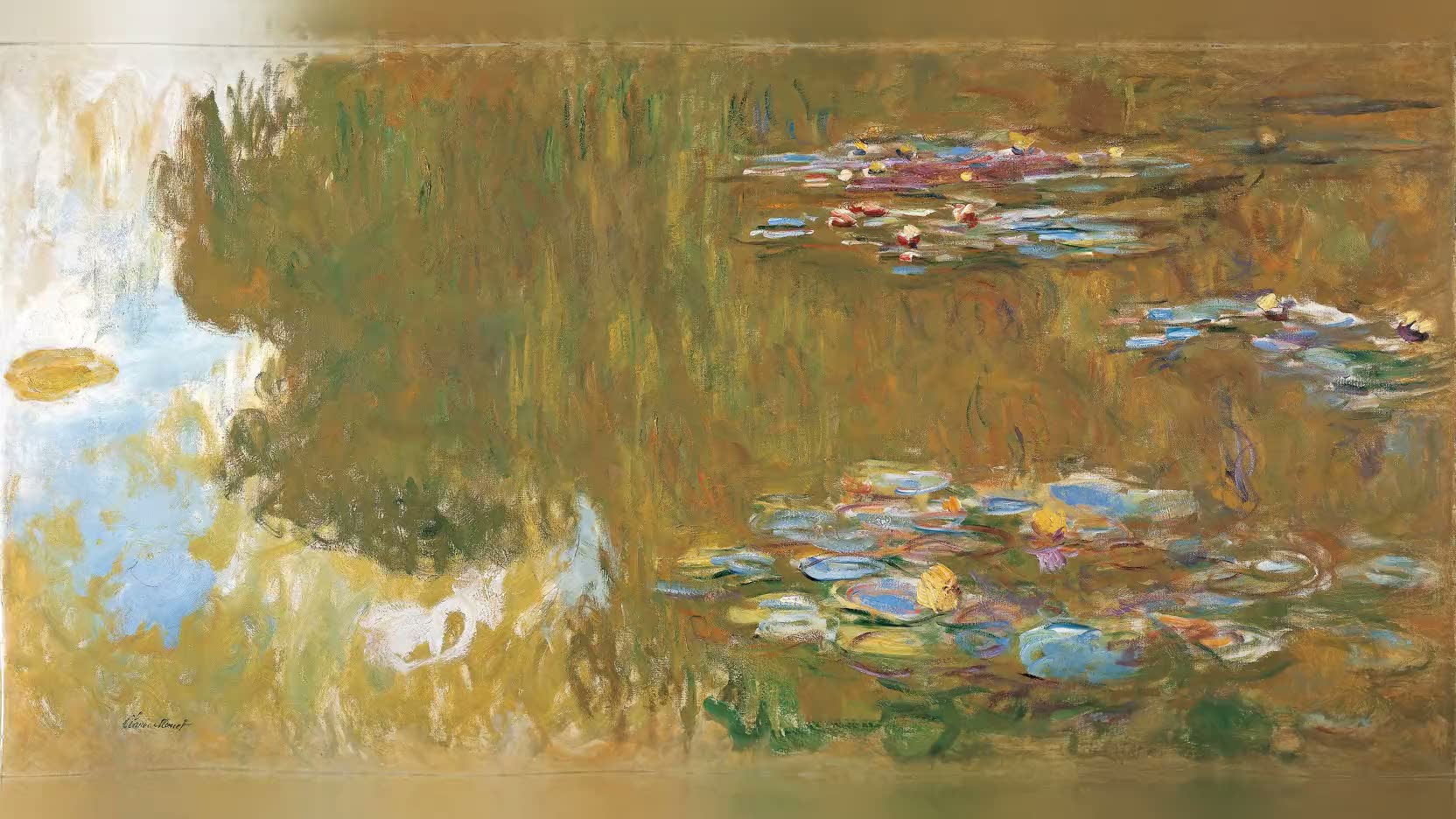 Claude Monet, The Water Lily Pond — the surface of the pond, moving
