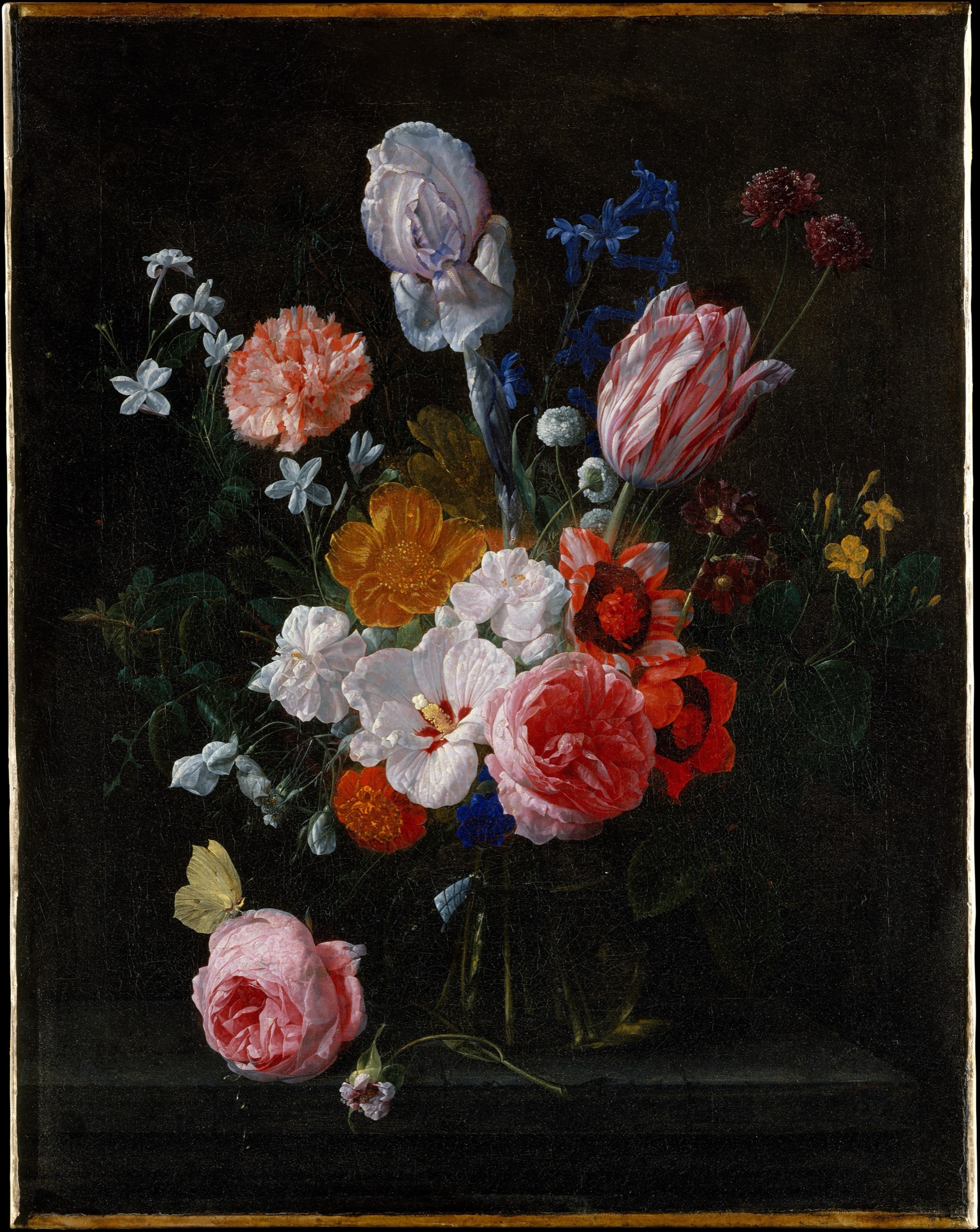 Nicolaes van Veerendael, A Bouquet of Flowers in a Crystal Vase
