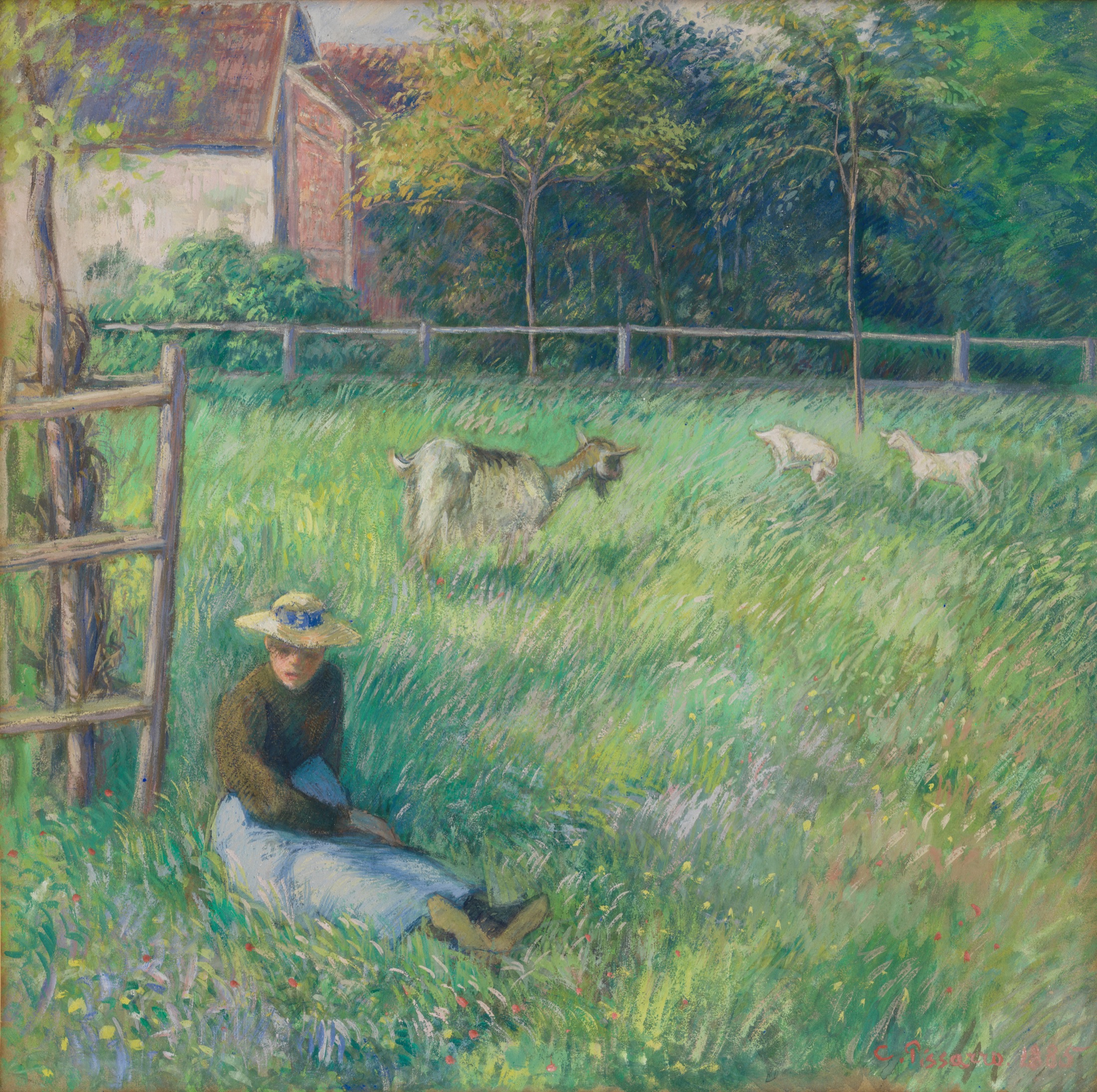 Camille Pissarro, Seated Peasant Woman with Goats
